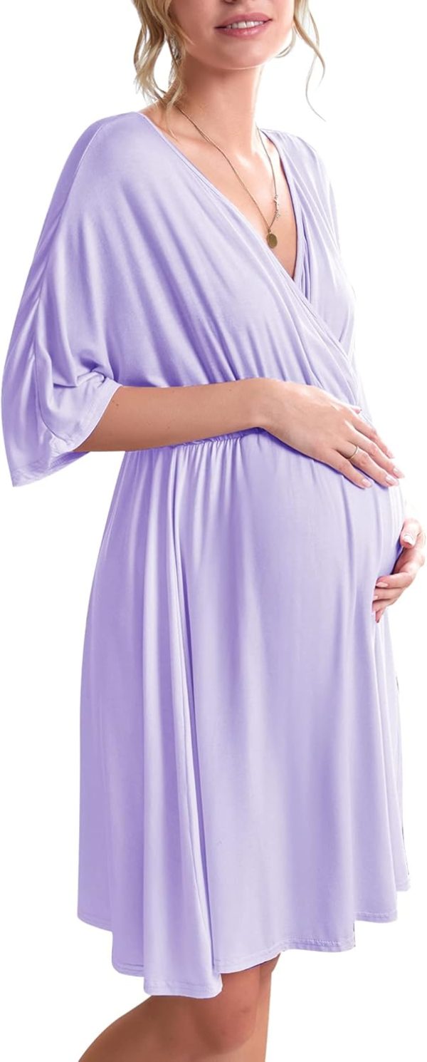 3 in 1 Labor/Delivery/Hospital Gown Maternity Dress Nursing Nightgown Sleepwear for Breastfeeding