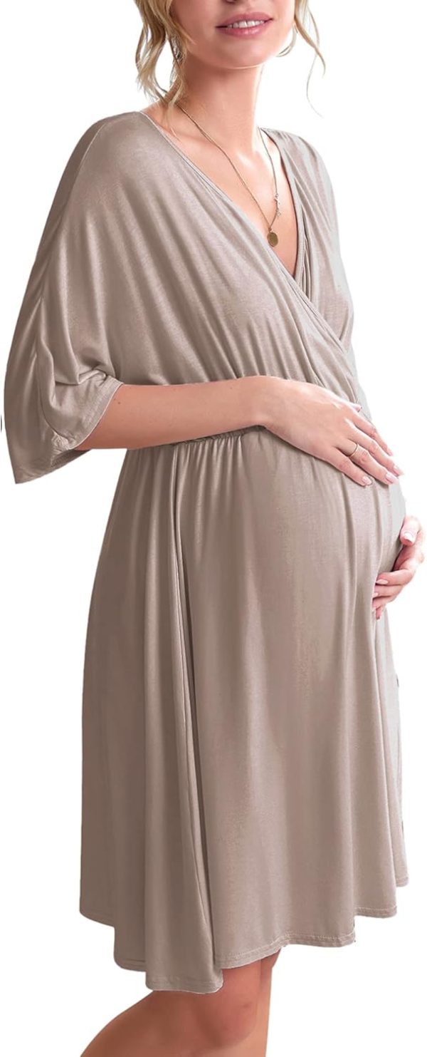 3 in 1 Labor/Delivery/Hospital Gown Maternity Dress Nursing Nightgown Sleepwear for Breastfeeding