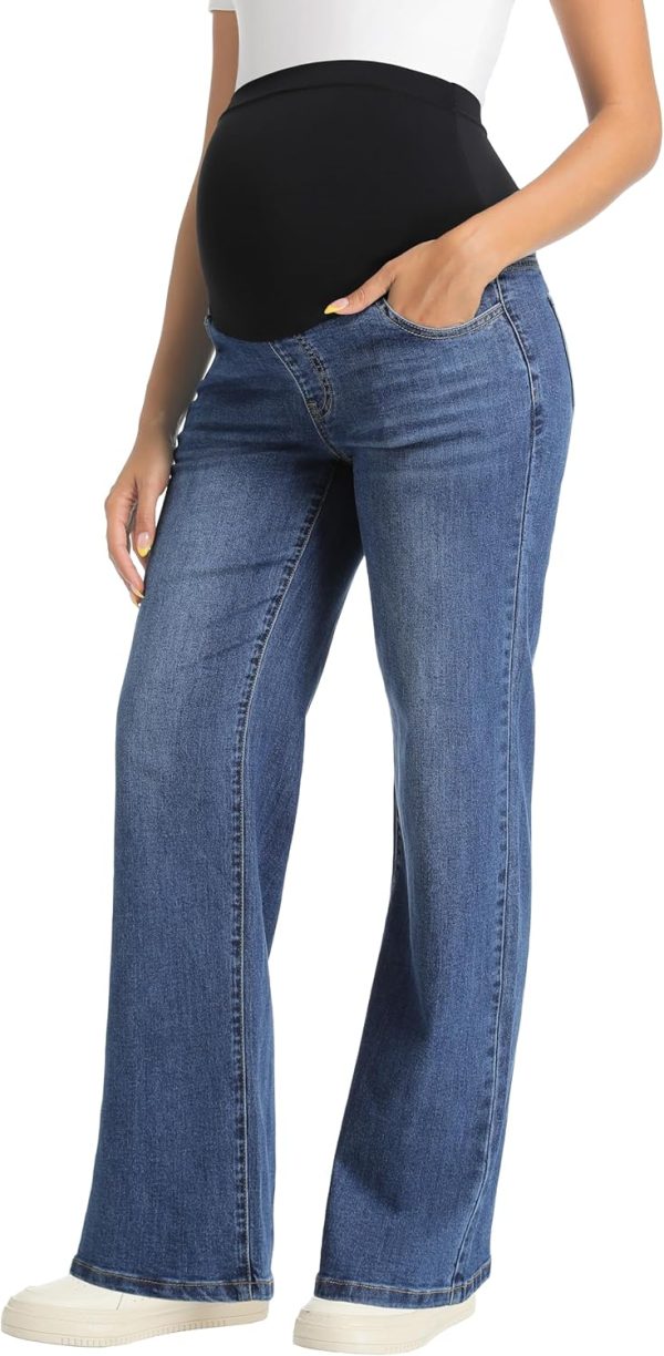 Women's Maternity Jeans — Straight-Leg Wide-Fit, Stretchy & Comfortable, Suitable for Workwear